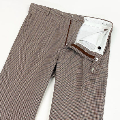 Gucci Ec2 Recent Houndstooth Trousers Pants 48 Brown Wool — view 4