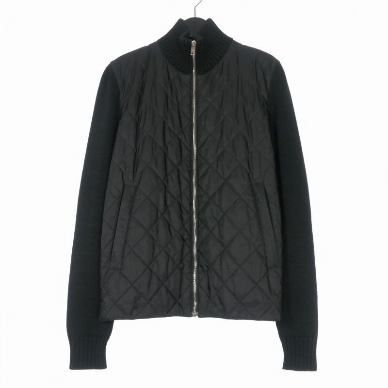 Prada Quilted Contrast Driver's Knit Jacket 46 Black