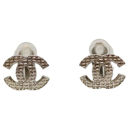 Chanel 00A Silver Coco Mark Lattice Earrings