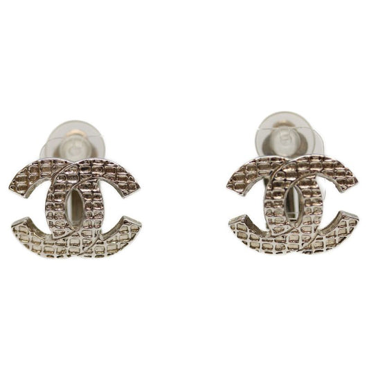 Chanel 00A Silver Coco Mark Lattice Earrings