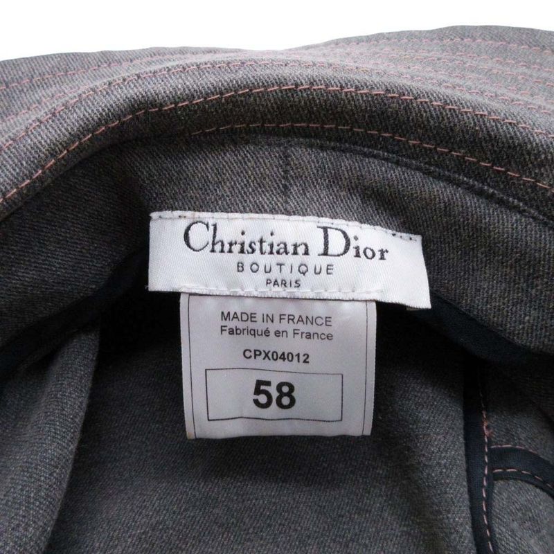 Good Christian Dior Pink Stitch Denim Bucket Hat Brim Hat 58 Gray Ladies Old