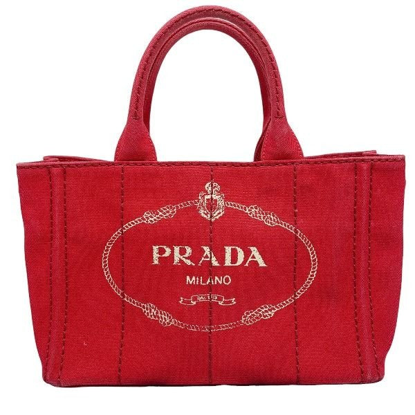 Prada Canvas Tote Canapa Bag Red