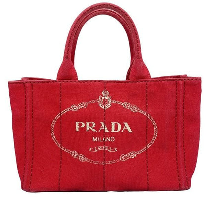 Prada Canvas Tote Canapa Bag Red