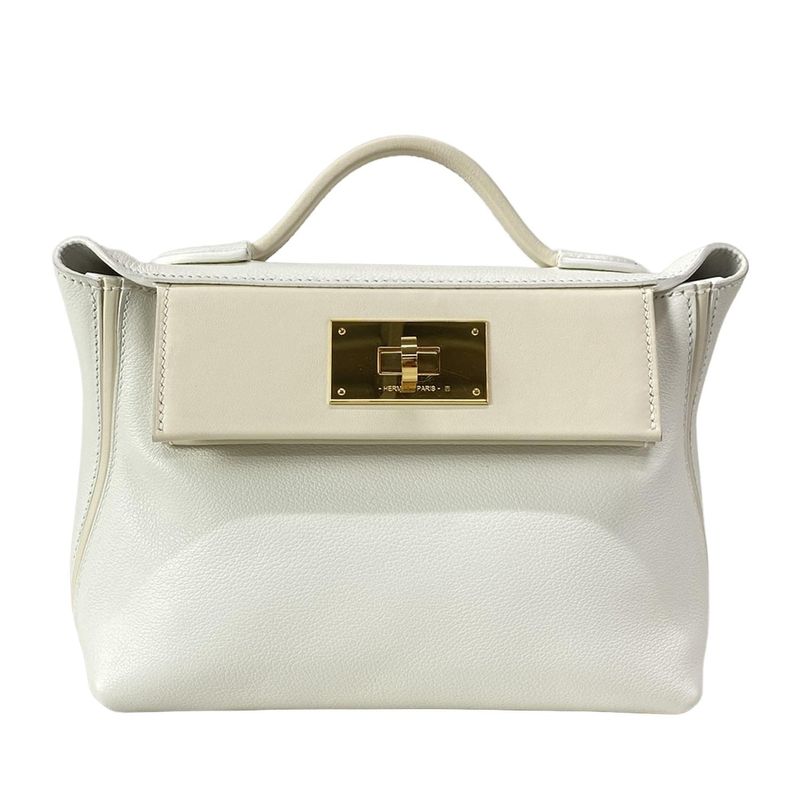 Hermes Sac 24/24 Van Cattle Mini 21 White And Nata Gold Hardware