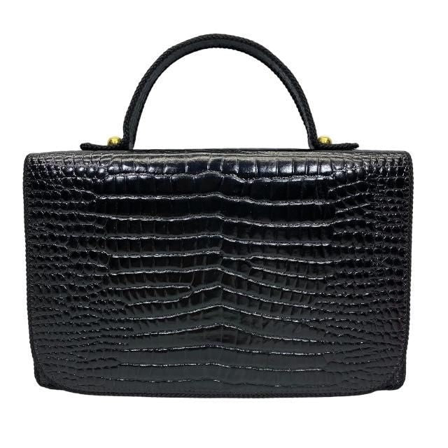 Christian Dior Vintage Handbag Mini Bag Croc Shape Pressed Black