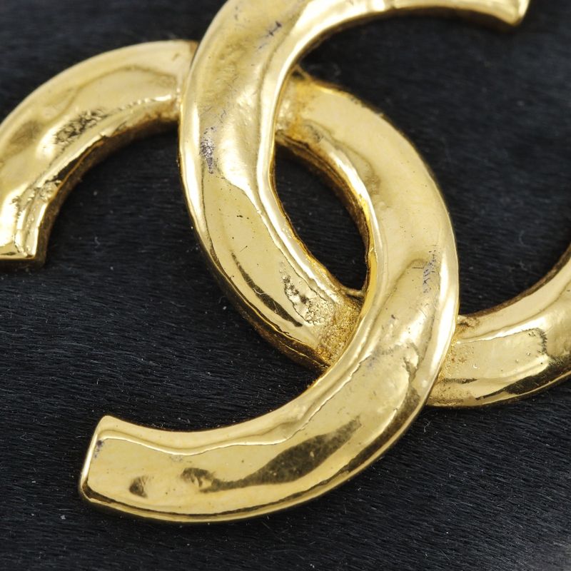 Chanel Coco Mark Suede And Gold Plated Black Women's Barrette