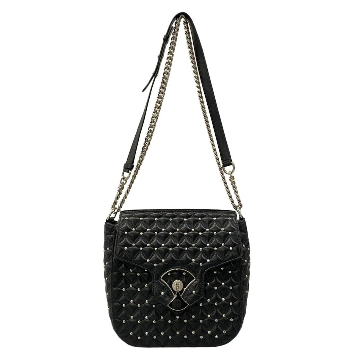 Bvlgari Shoulder Bag Diva Dream Black Chain Studs Quilted