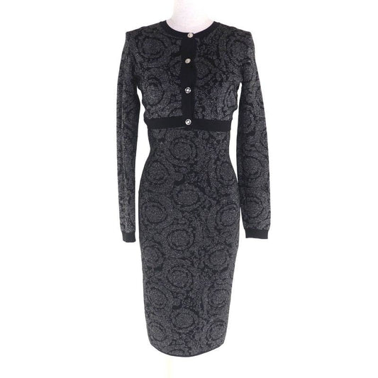 Versace 2023 Medusa Barocco Lurex Knit Cardigan Cami Dress