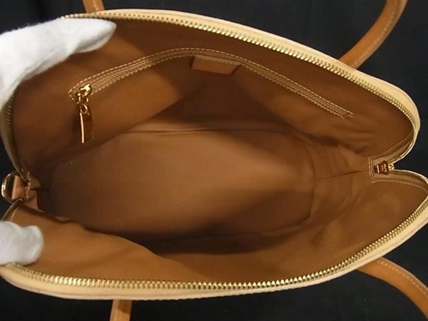 Celine Macadam Pattern PVC X Leather 2WAY Handbag Shoulder Bag Beige Av4881