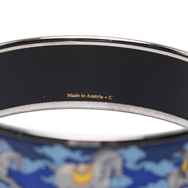 Hermes Emile GM Horse Motif Silver Blue Multicolor Metal Ladies Hermes