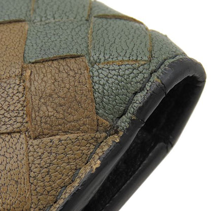 Bottega Veneta Long Wallet Intrecciato Leather Black X Brown X Khaki Black
