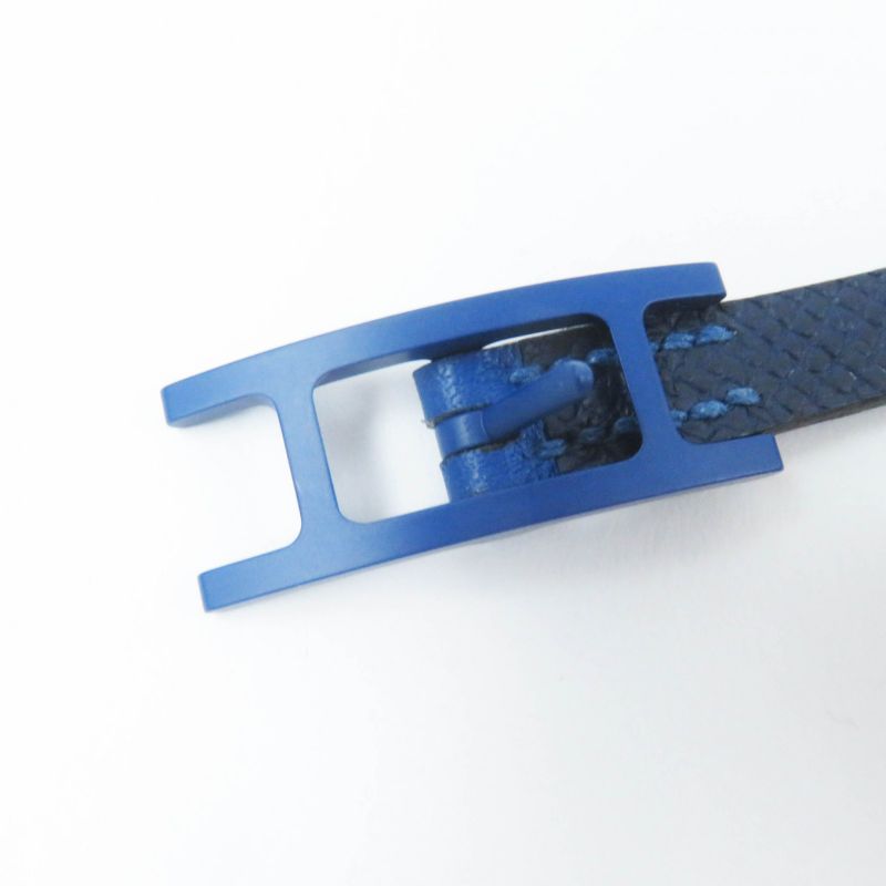 Hermes Be Api Dubretour Blue Hardware Bracelet Leather Navy T4 With Box And