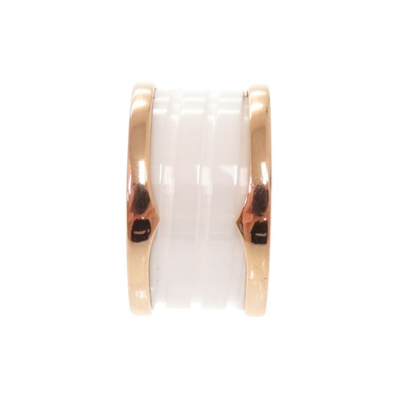 Bulgari B-zero1 4 Band 18K Pink Gold 750pg White Ceramic #49 Ping Gold Ring