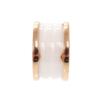 Bulgari B-zero1 4 Band 18K Pink Gold 750pg White Ceramic #49 Ping Gold Ring