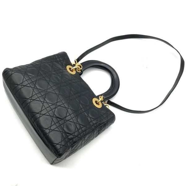 Dior Lady 2-Way Cannage Hand Bag Black