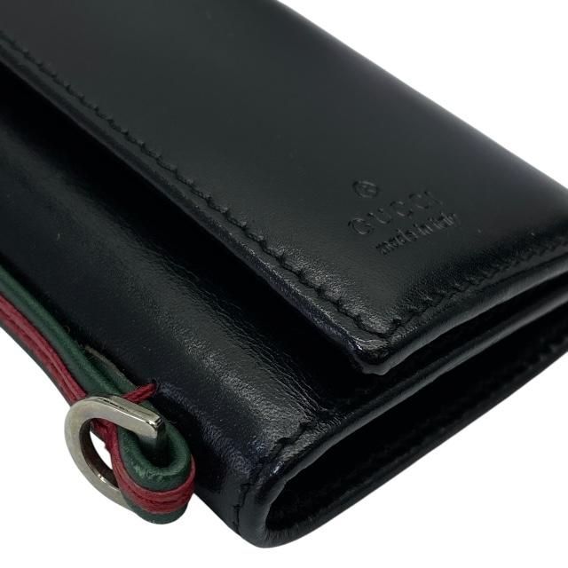 Gucci 131928 6-stack Key Case Key Ring Sherry Line Web Stripe Leather Black