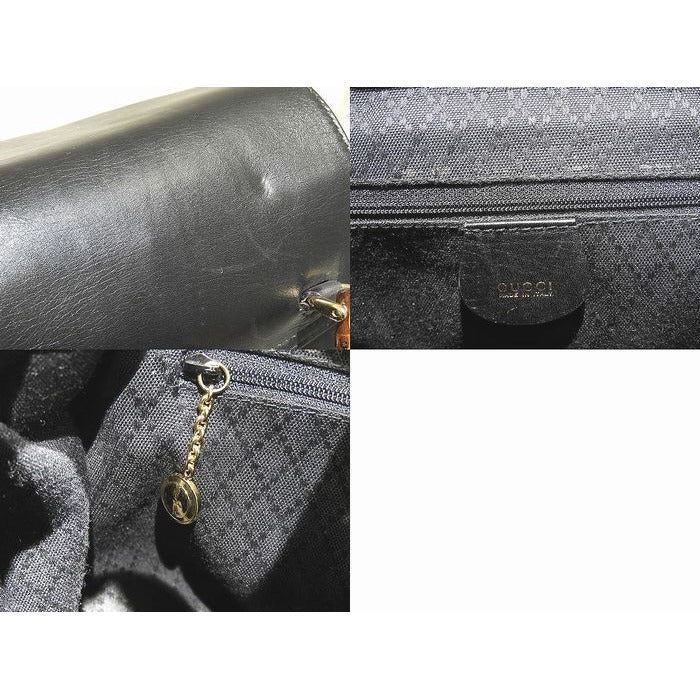 Gucci Backpack Bamboo Black Leather Pocket Vintage — view 5