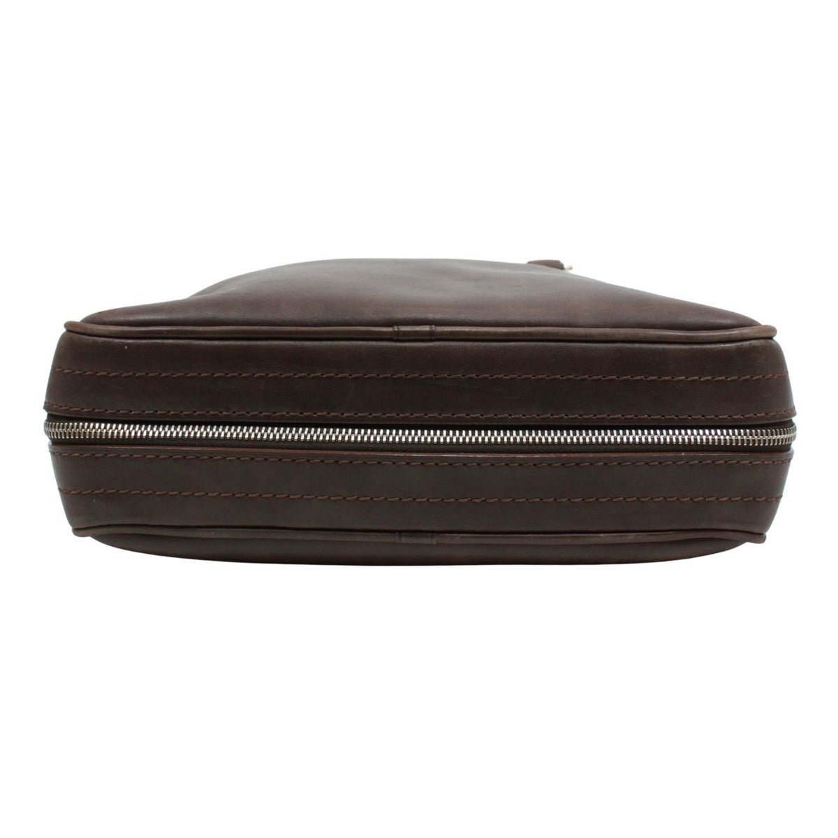 Louis Vuitton Porte Document Vertical Leather Brown Shoulder Bag Silver — view 4