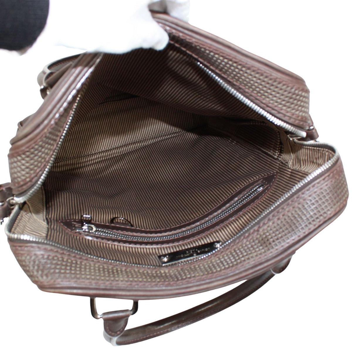 Louis Vuitton Porte Document Vertical Leather Brown Shoulder Bag Silver — view 7