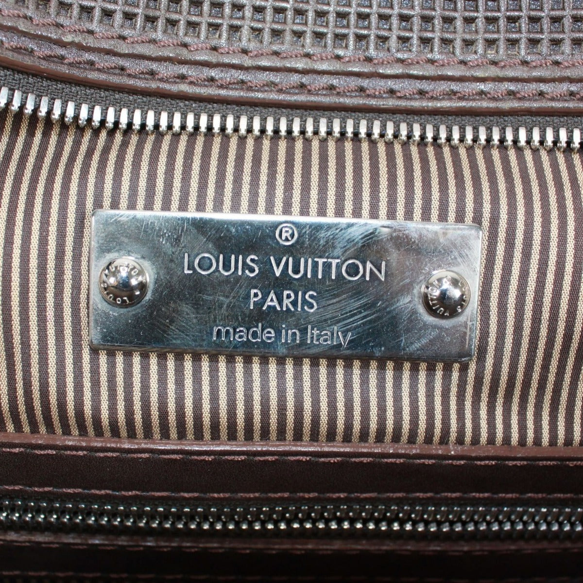 Louis Vuitton Porte Document Vertical Leather Brown Shoulder Bag Silver — view 9