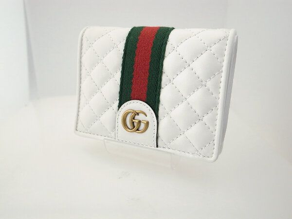 Gucci Double Authenticity Card Case Mini Wallet 536453 White Pawnbroker