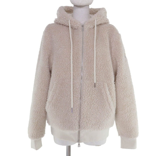 Bvlgari Moncler Logo Patch with Hood Boa Jacket Ivory