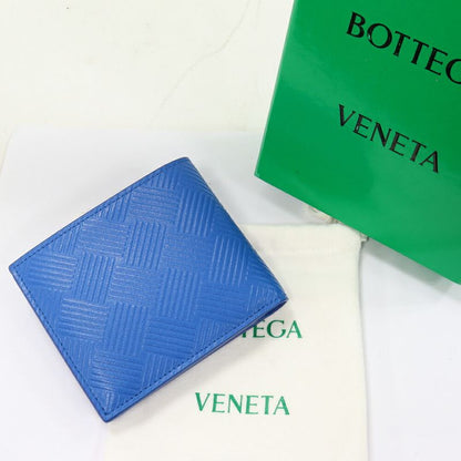 Bottega Veneta Bifold Wallet With Coin Purse Calf Blue 605722