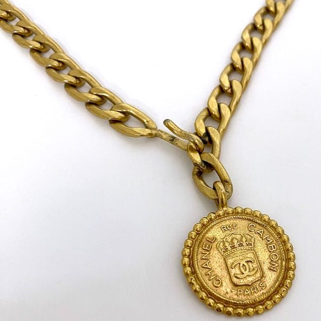 Chanel Chain Belt Gold Coco Mark Excellent Condition Coin GP Used