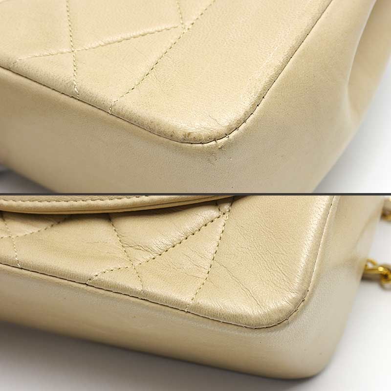 Chanel Matelasse Chain Shoulder Bag Diana Flap 22 Beige