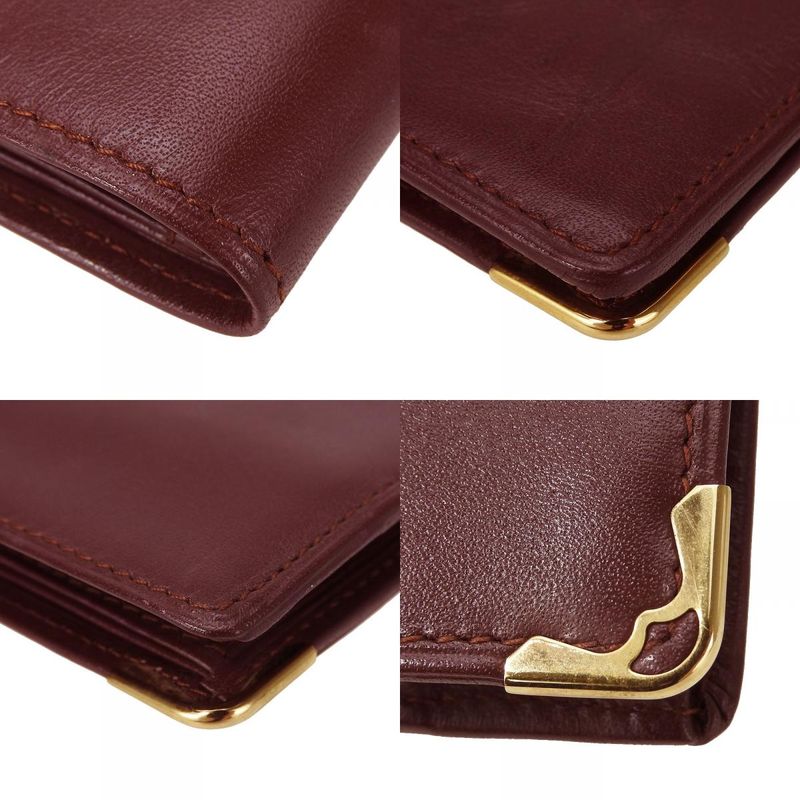 Cartier Bifold Wallet Must Line Calf Bordeaux Gold Hardware With Coin Purse