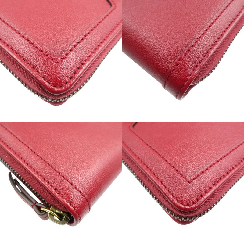 Gucci 658634 GG Marmont Leather Bamboo Gold Hardware Red Round Zipper Long