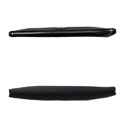 Prada Tessuto Triangle Logo Plate Black Silver Hardware Nylon Clutch Bag Second