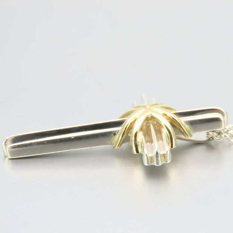 Tiffany & Co Necklace Signature Cross Silver 925 18K Yellow Gold Approx 8.0g