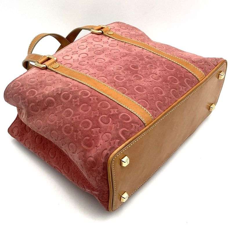 Celine Handbag Tote Bag C Macadam Suede Leather Pink Women's