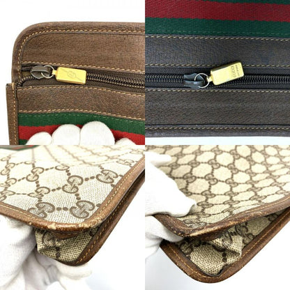 Gucci 017 115 Second Bag Clutch Bag Pouch GG Supreme Sherry Line Leather Brown