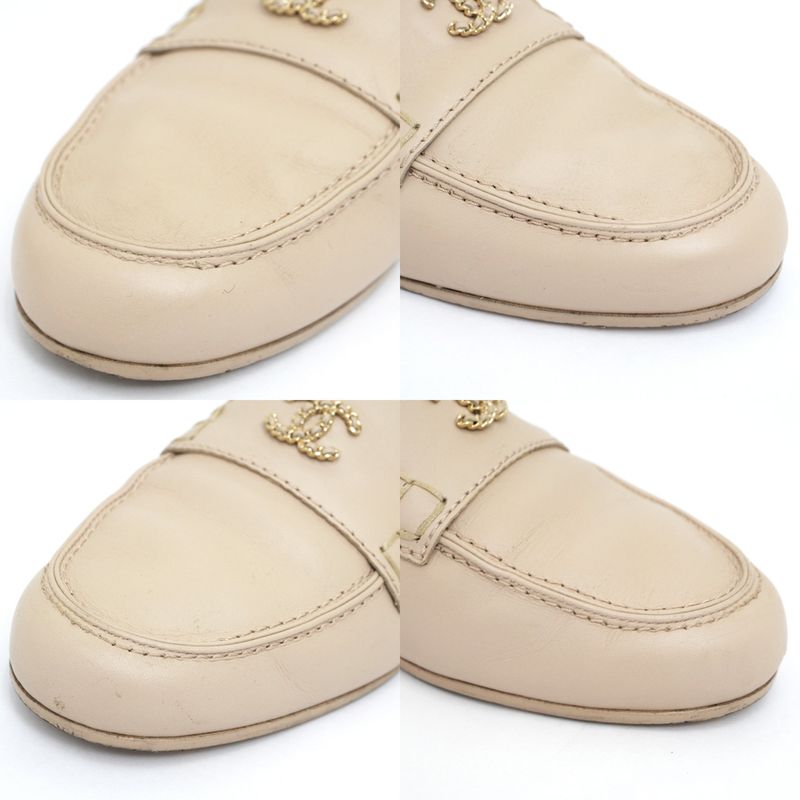 Chanel Loafers G35067 X53055 Oh875 Coco Mark Beige Gold Hardware Chain
