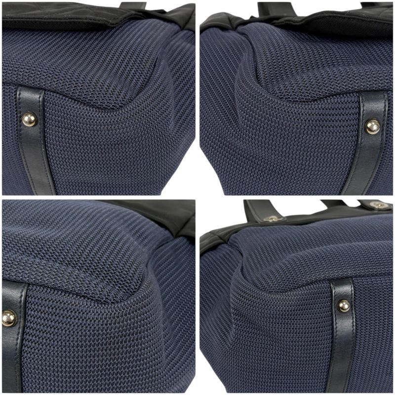 Chanel Paris Biarritz Mini Tote Shoulder Bag Navy Blue Black Bicolor Shoulder