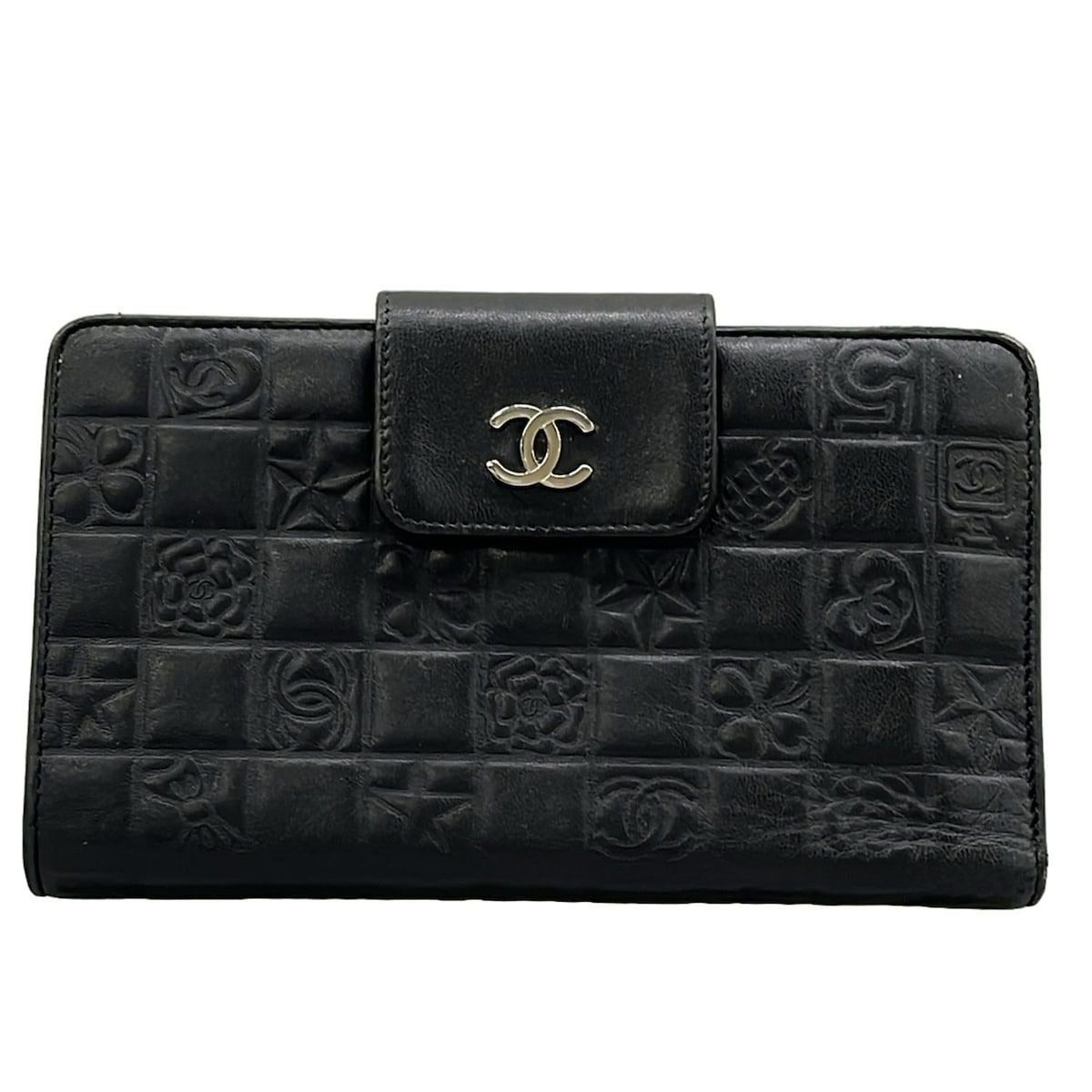 Chanel Wallet Icon Black Silver Lambskin