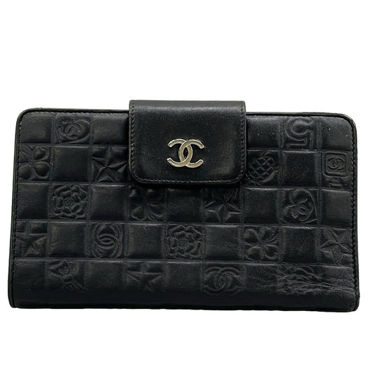 Chanel Wallet Icon Black Silver Lambskin