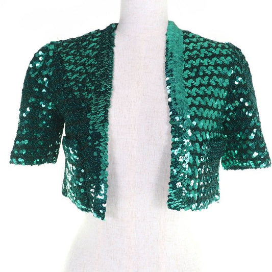 Gucci Sequin Embellished Short Sleeve Bolero Jacket Green XXS Hanger