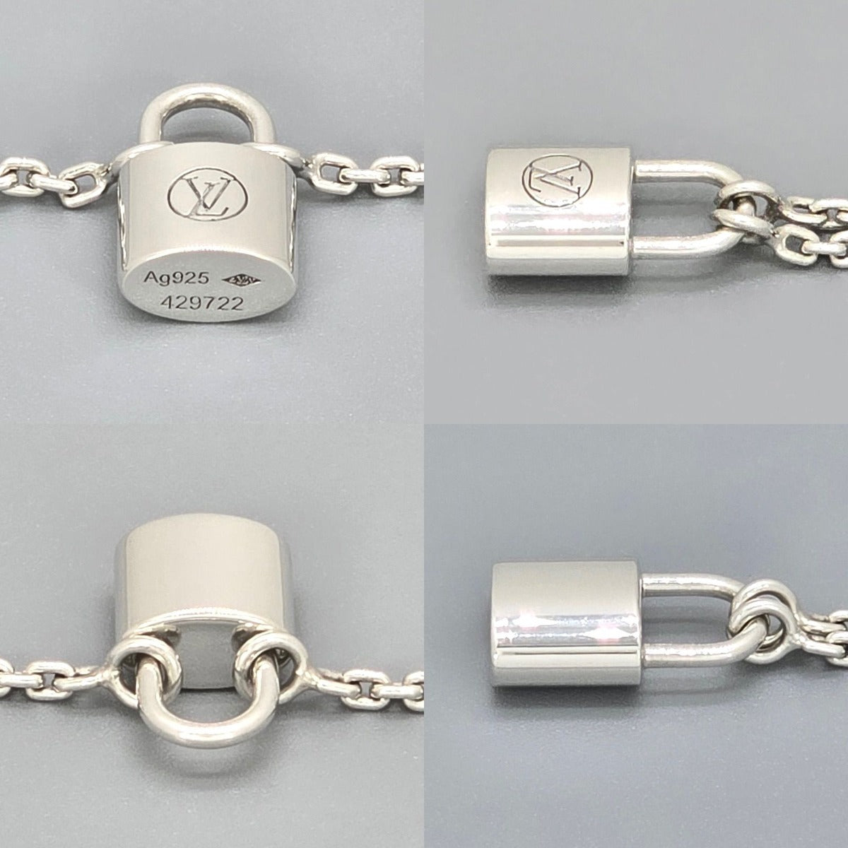 Louis Vuitton Bracelet Silver Lockit Padlock Pendant — view 6
