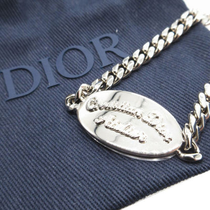 Christian Dior Plate Shape Atelier Logo Metal Silver Chain Bracelet 0102