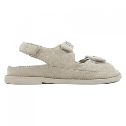 Chanel Sandals Suede Gray