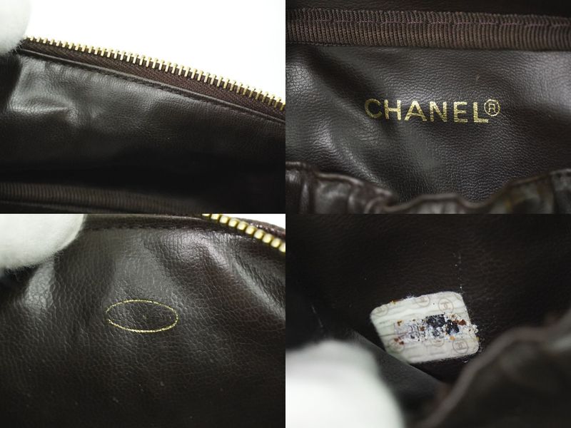 Authentic Chanel Coco Mark Vanity Bag Handbag Cosmetic Pouch Caviar Skin