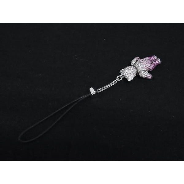Dior Bear Key Holder Mobile Strap Charm Pink Silver — view 2