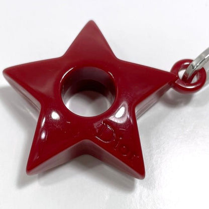 Christian Dior Key Ring Red Silver Excellent Condition Plastic