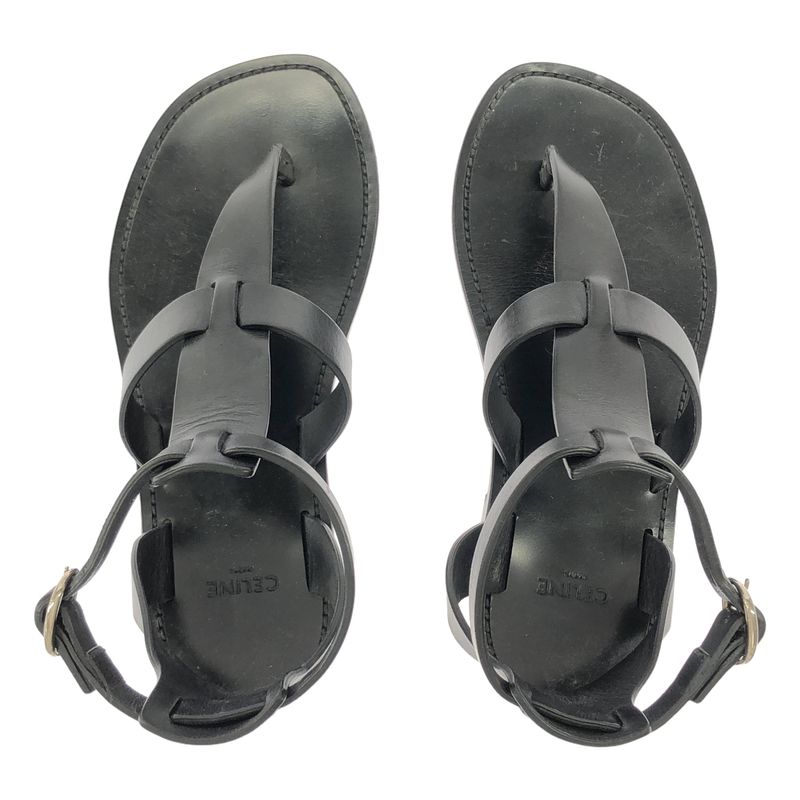 Celine - Ankle Strap Flat Sandals - 36 - Black - Women's