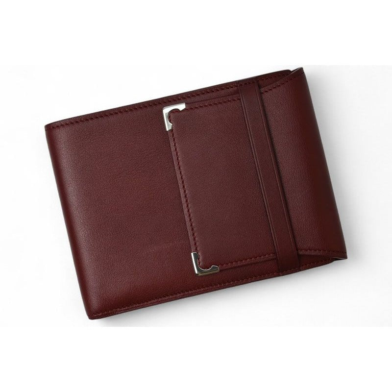 Cartier Fold Wallet Trifold Vintage Cabochon Line Calf Bordeaux — view 11