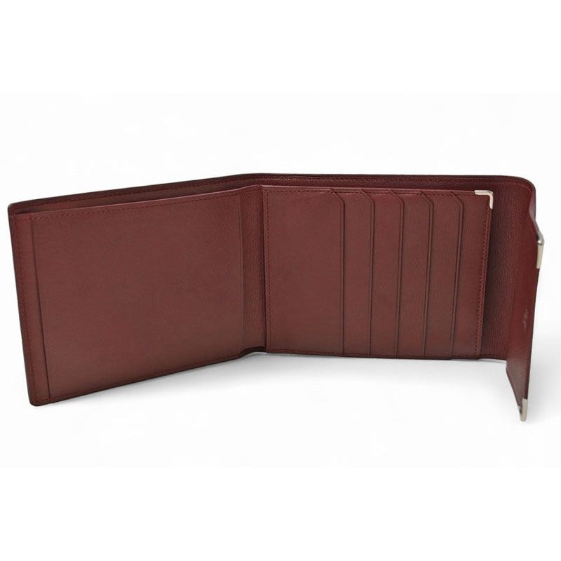 Cartier Fold Wallet Trifold Vintage Cabochon Line Calf Bordeaux — view 3