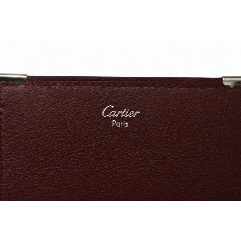 Cartier Fold Wallet Trifold Vintage Cabochon Line Calf Bordeaux — view 4